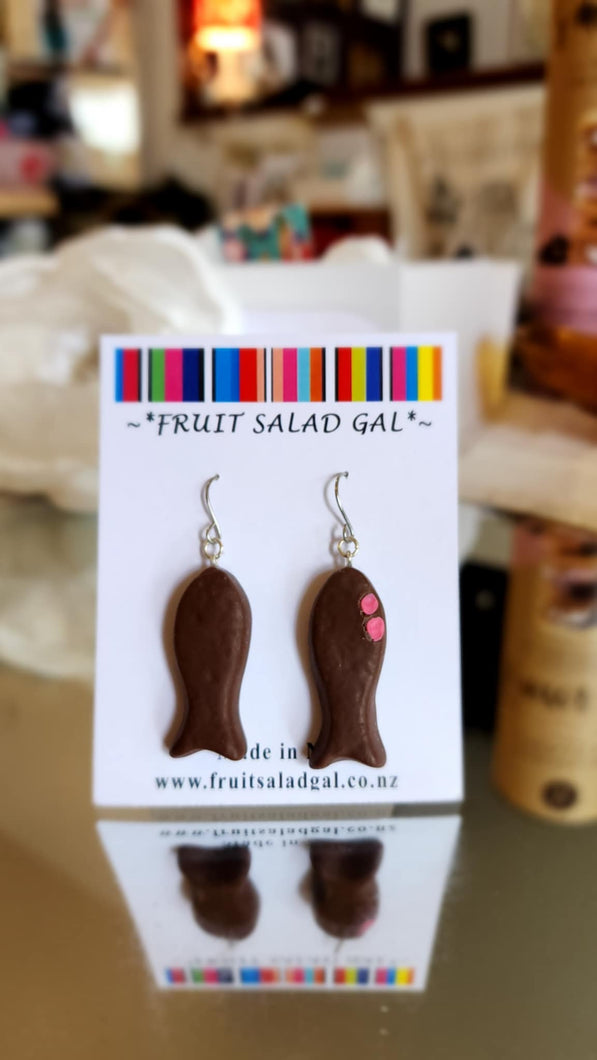 Chocolate Fish Hook Earrings