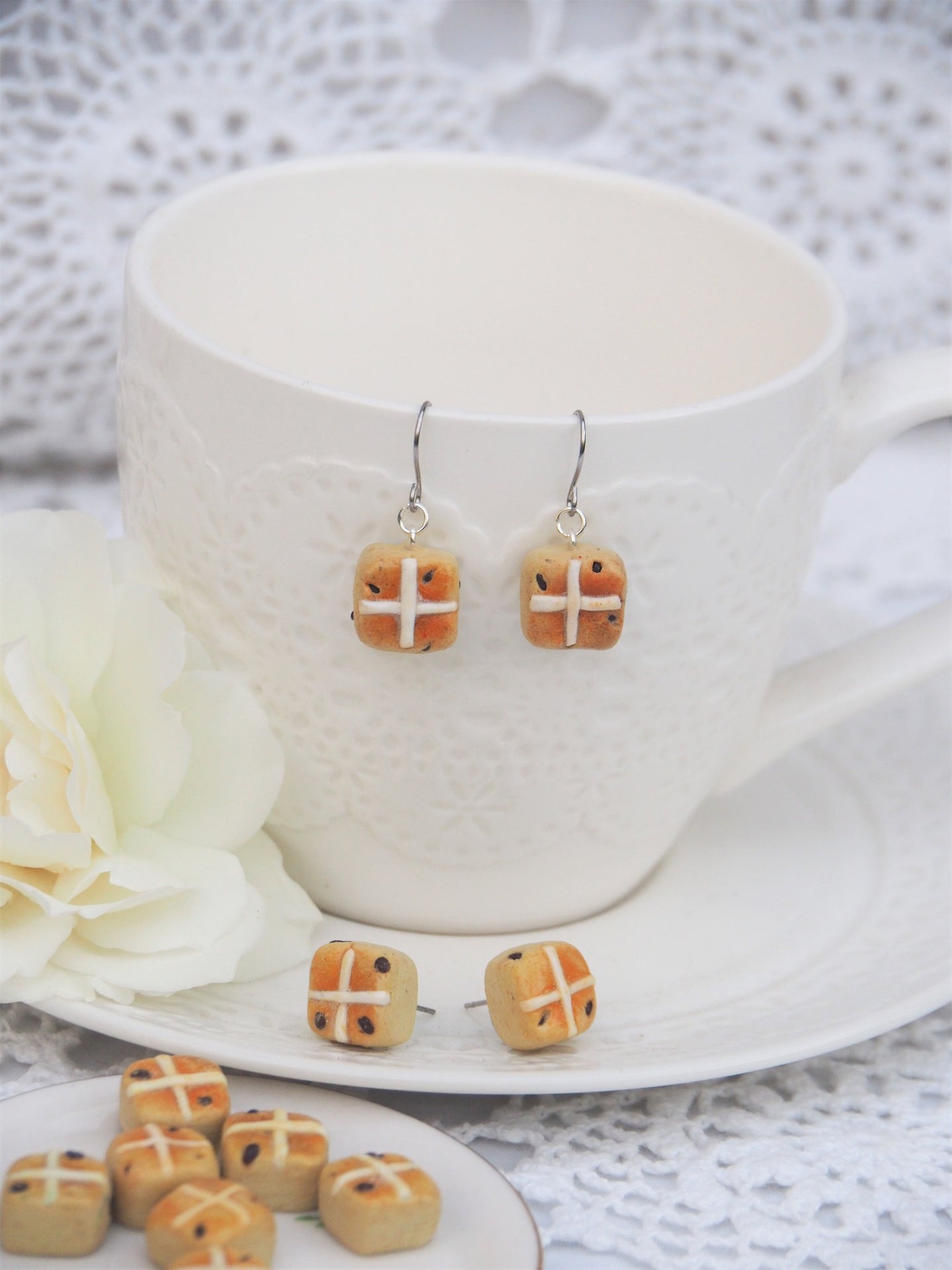Hot Cross Bun Hook Earrings