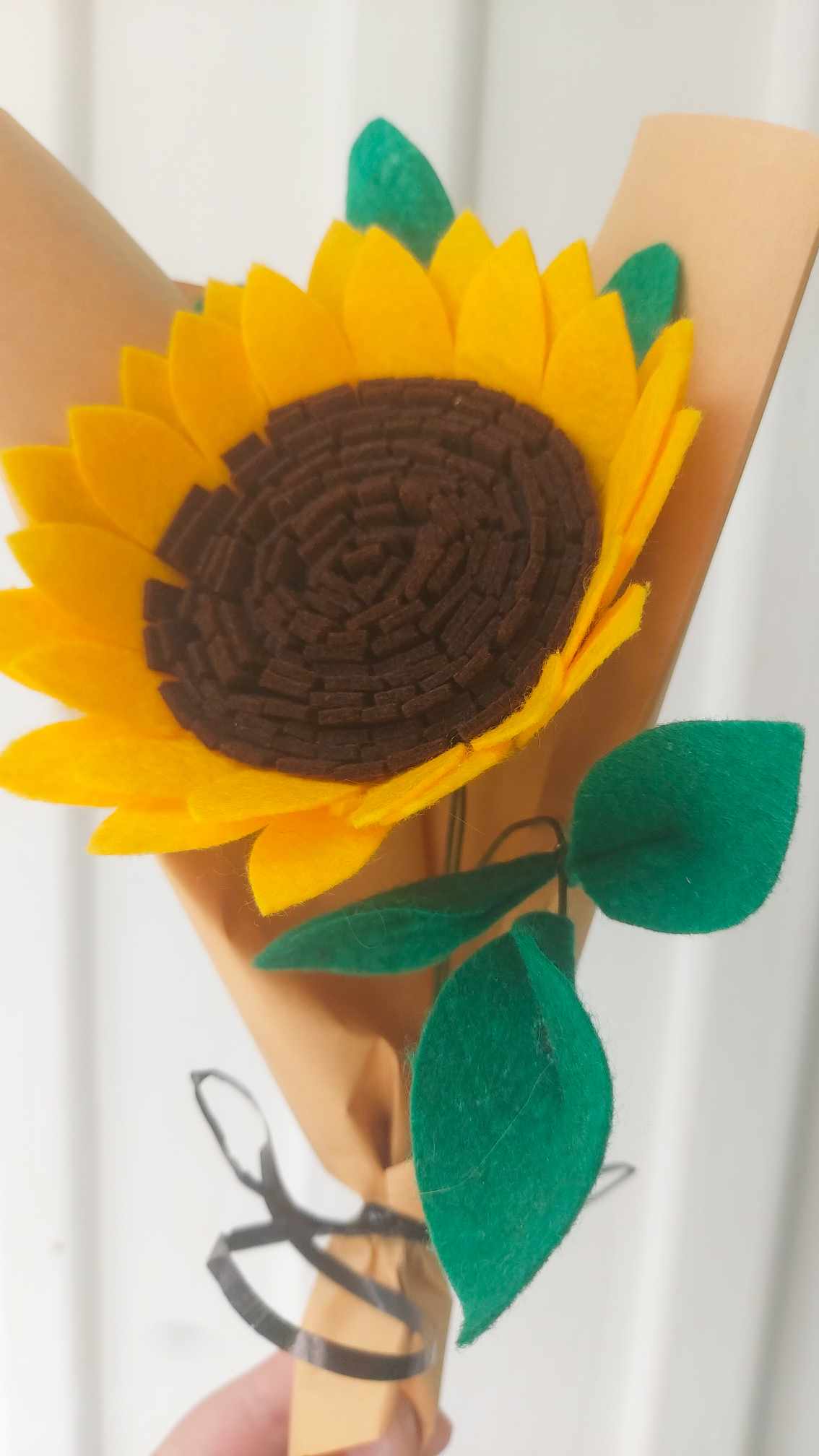 Single Felt Sunflower with Greenery