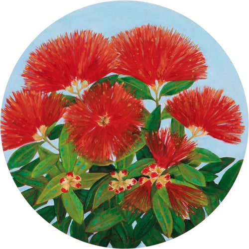 Pohutukawa Flowers Italian Glass Coasters