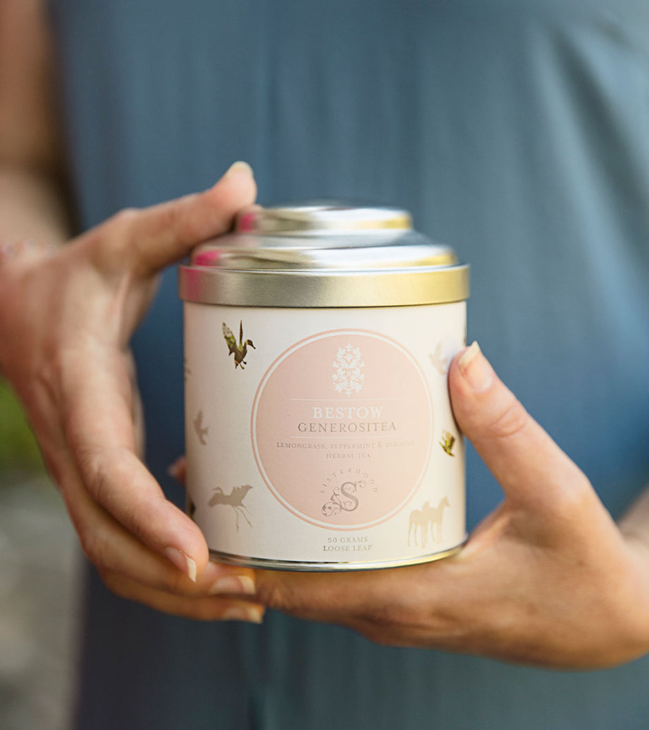 Generositea - 100% Lemongrass, Peppermint, Hibiscus Herbal Tea in Gorgeous Tin
